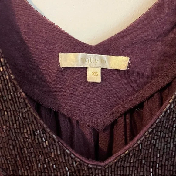 MATTY M. Royal Purple Beaded V-Neck Tank (XS) - Picture 3 of 7